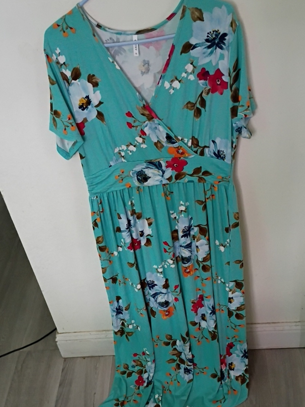 Floral  Maxi Dress in Aqua